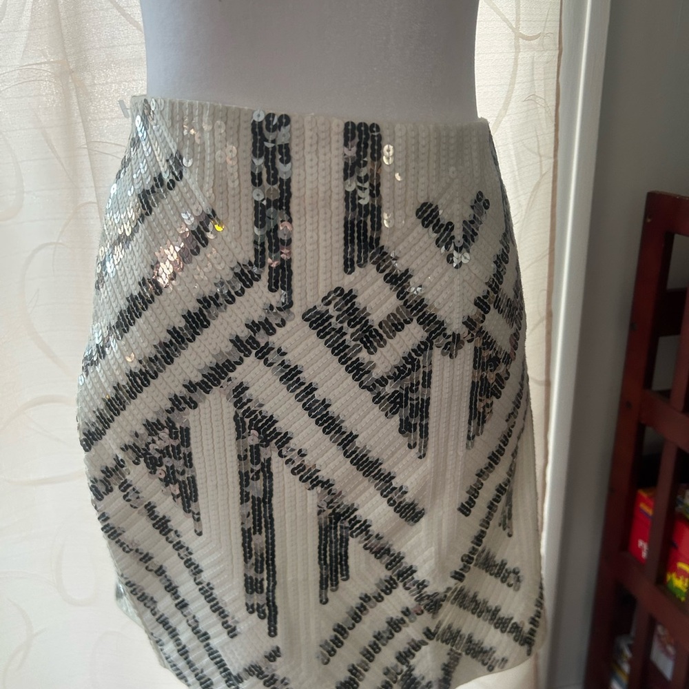Express Black and White Sequin Mini Skirt